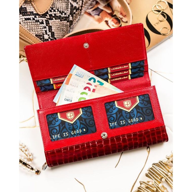 Portfel, czerwony, skórzany, Peterson