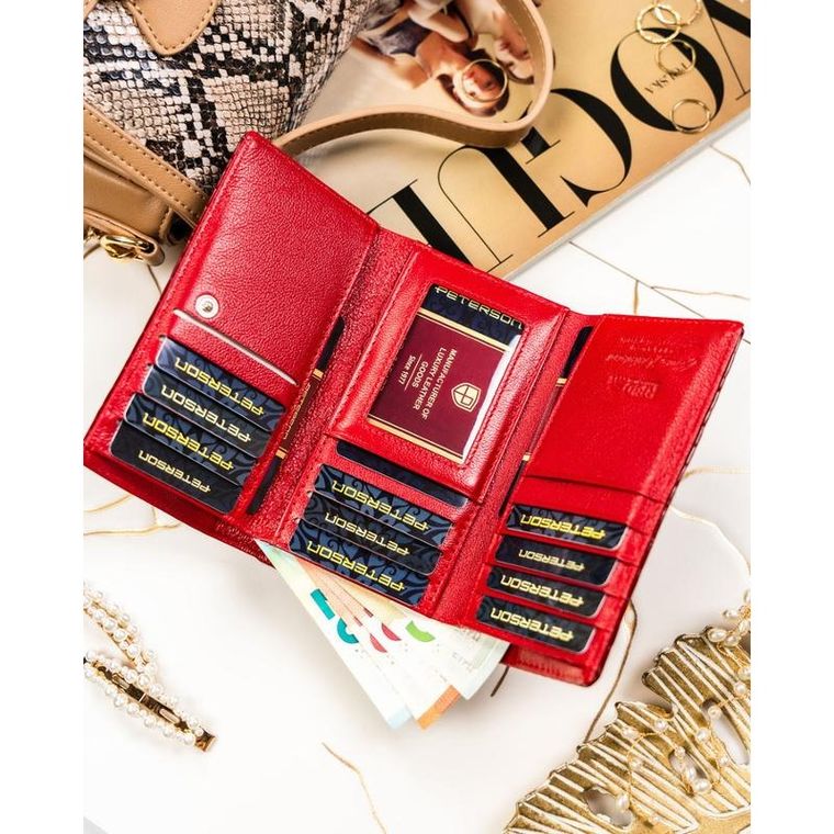 Portfel, czerwony, skórzany, Peterson