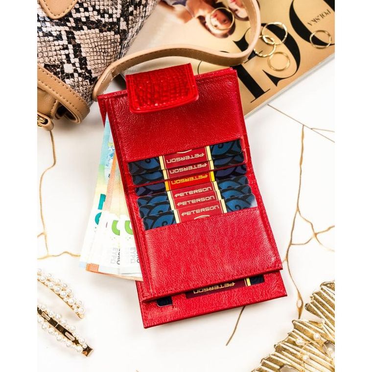 Portfel, czerwony, skórzany, Peterson