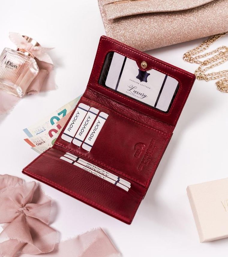 Portfel, czerwony, skórzany, RFID, Lorenti