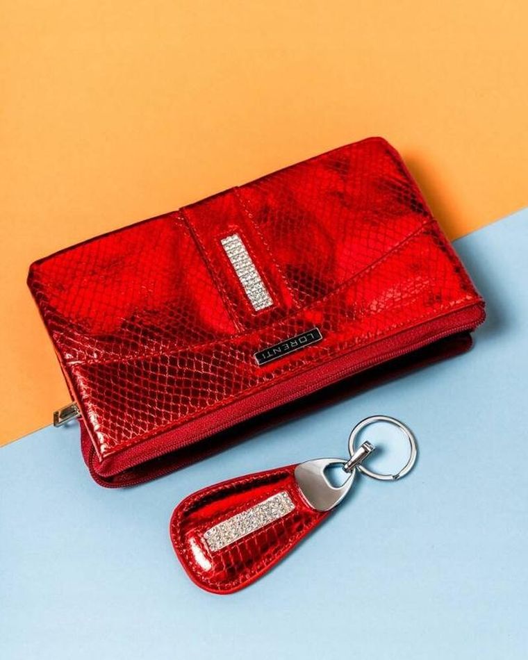 Portfel, czerwony, skórzany, RFID, Lorenti