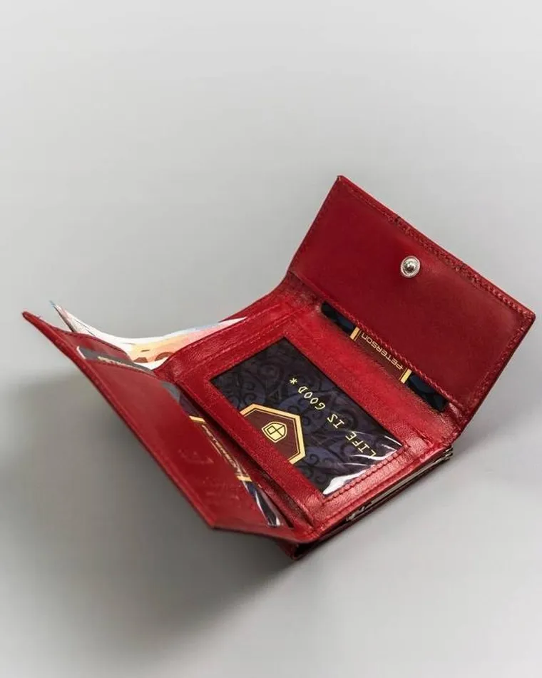 Portfel, czerwony, skórzany, RFID, Peterson