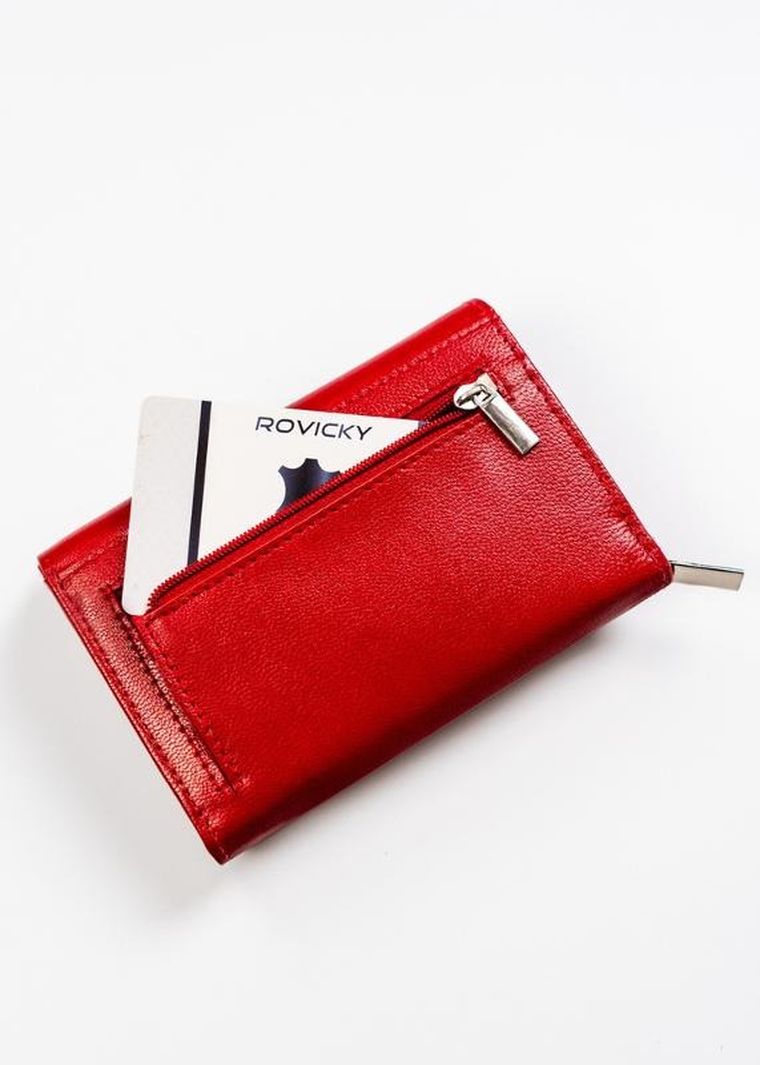 Portfel, czerwony, skórzany, RFID, Rovicky