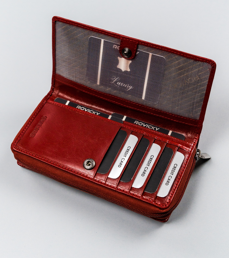 Portfel, czerwony, skórzany, Rovicky