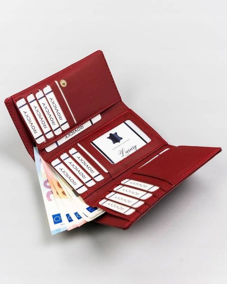 Portfel, czerwony, skórzany, Rovicky