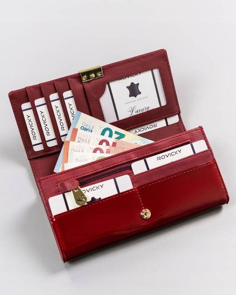 Portfel, czerwony, skórzany, Rovicky