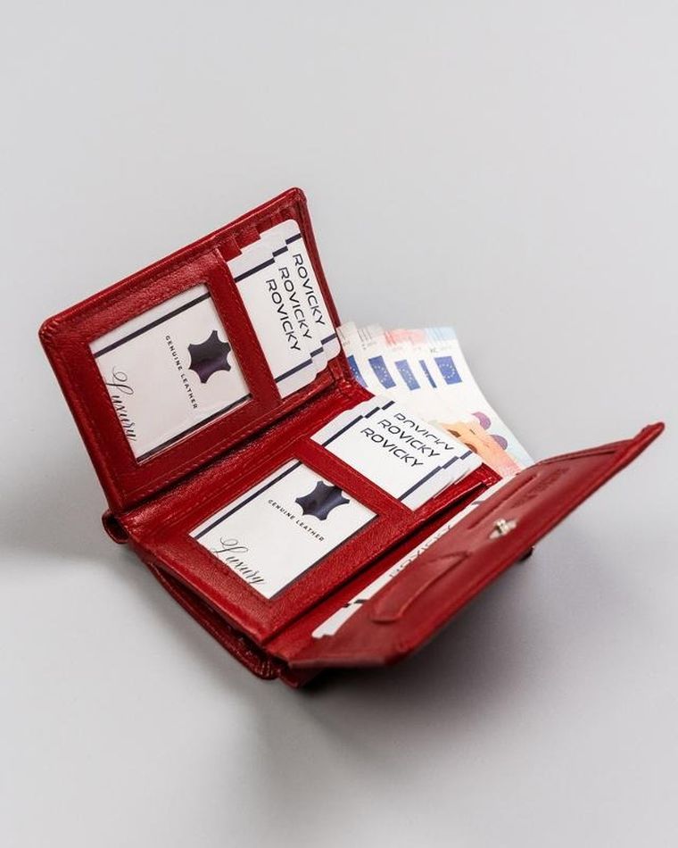 Portfel, czerwony, skórzany, Rovicky