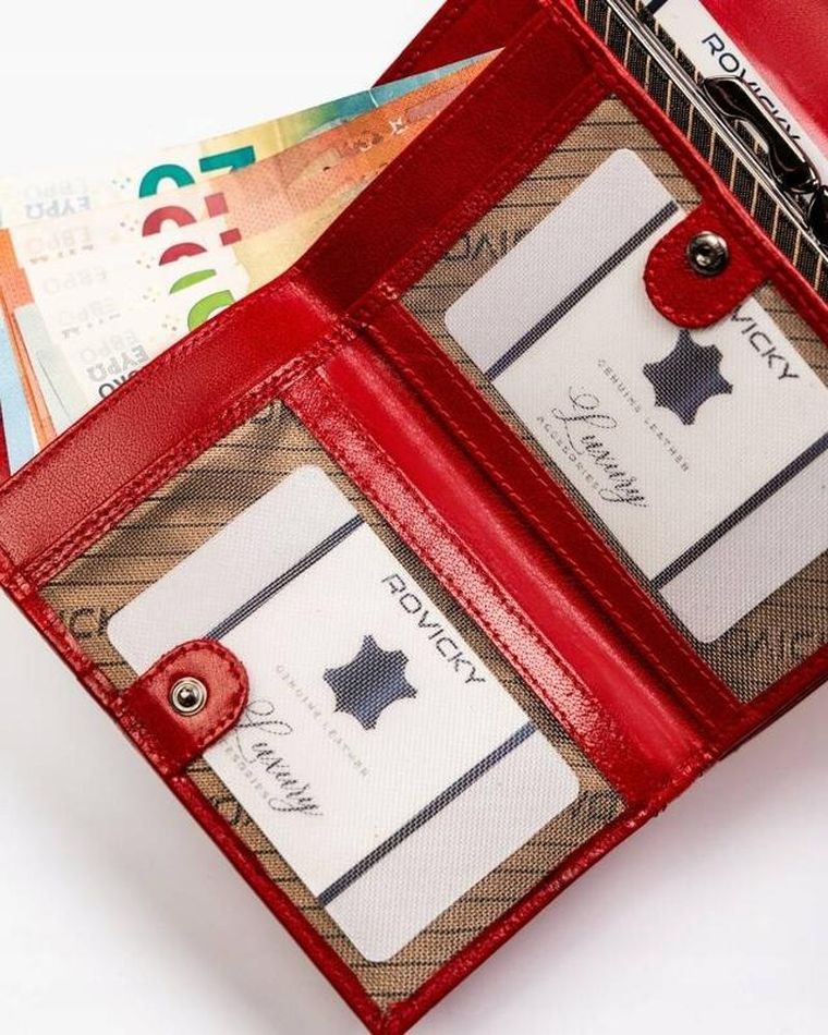 Portfel, czerwony, skórzany, Rovicky