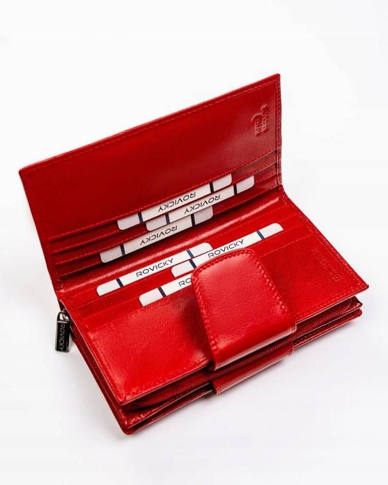 Portfel, czerwony, skórzany, Rovicky