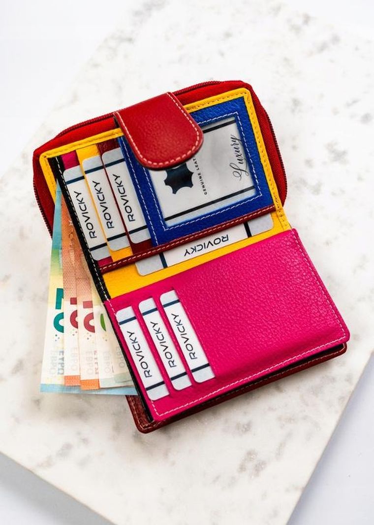 Portfel, czerwony, skórzany, Rovicky