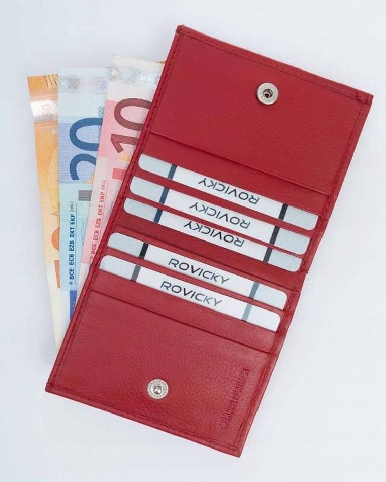 Portfel, czerwony, skórzany, Rovicky