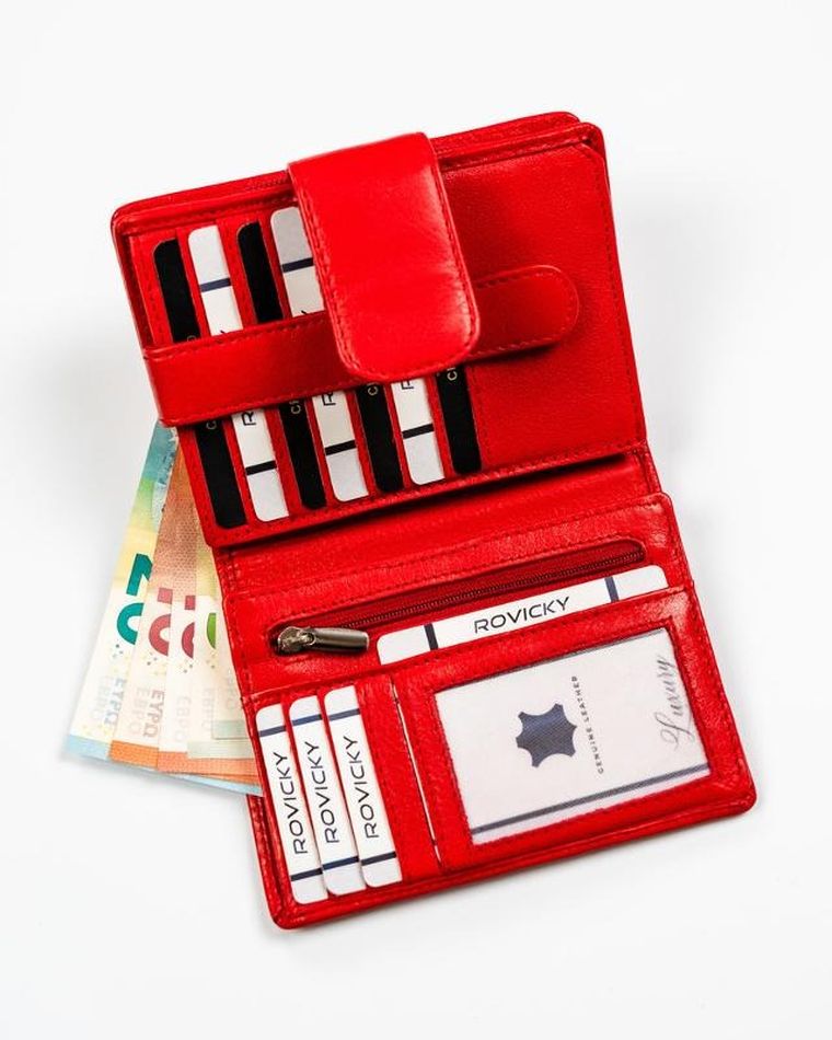 Portfel, czerwony, skórzany, Rovicky