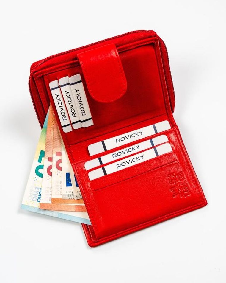 Portfel, czerwony, skórzany, Rovicky