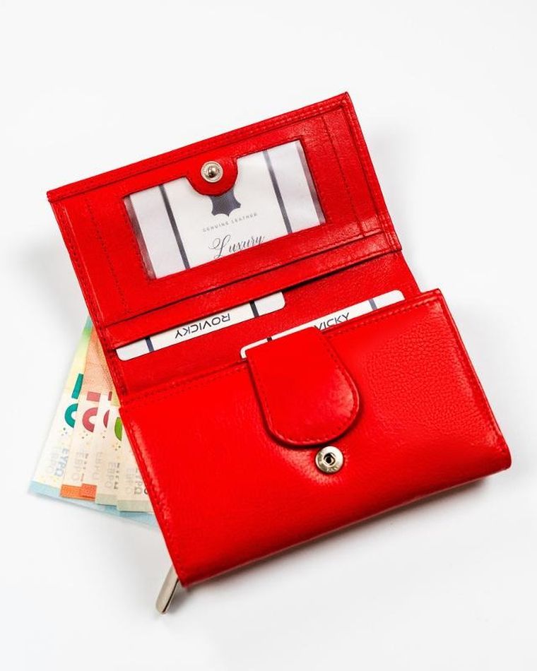 Portfel, czerwony, skórzany, Rovicky