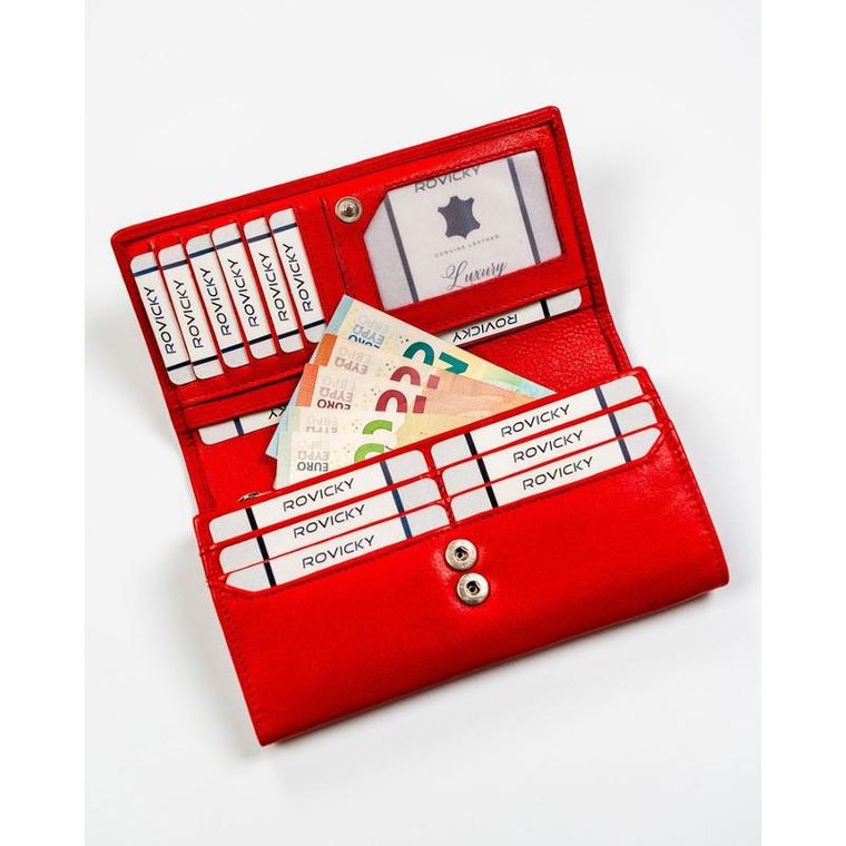 Portfel, czerwony, skórzany, Rovicky