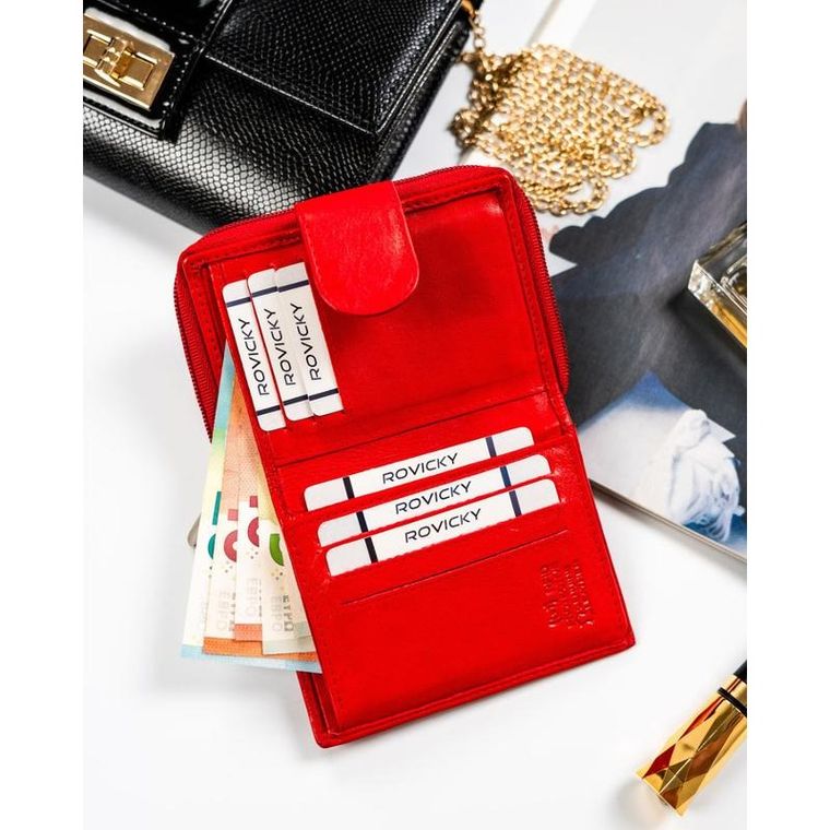 Portfel, czerwony, skórzany, Rovicky