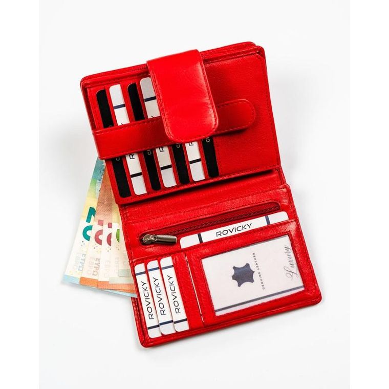 Portfel, czerwony, skórzany, Rovicky