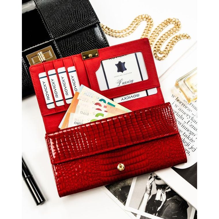 Portfel, czerwony, skórzany, Rovicky