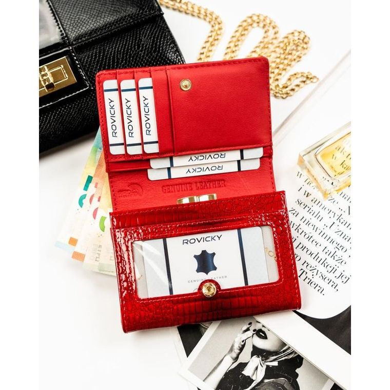 Portfel, czerwony, skórzany, Rovicky