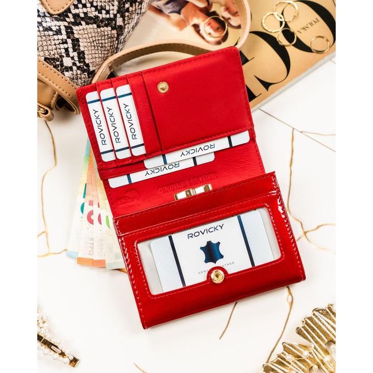 Portfel, czerwony, skórzany, Rovicky
