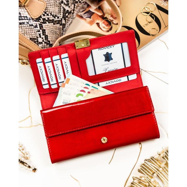 Portfel, czerwony, skórzany, Rovicky