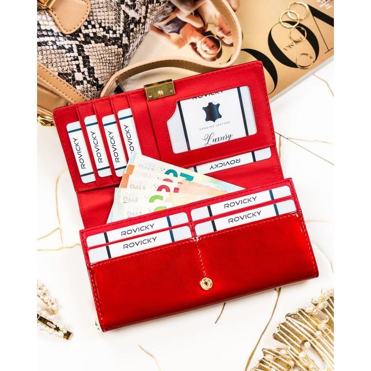 Portfel, czerwony, skórzany, Rovicky