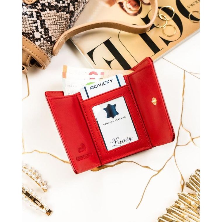 Portfel, czerwony, skórzany, Rovicky