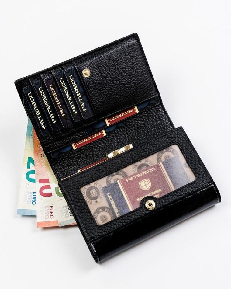 Portfel damski, wężowy wzór, RFID, Peterson