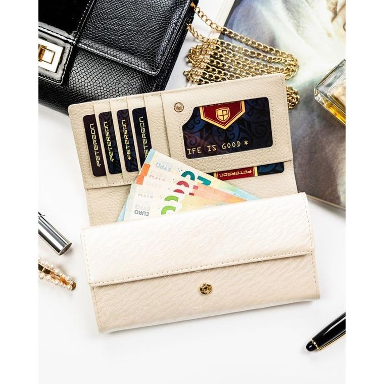 Portfel, ecru, Peterson