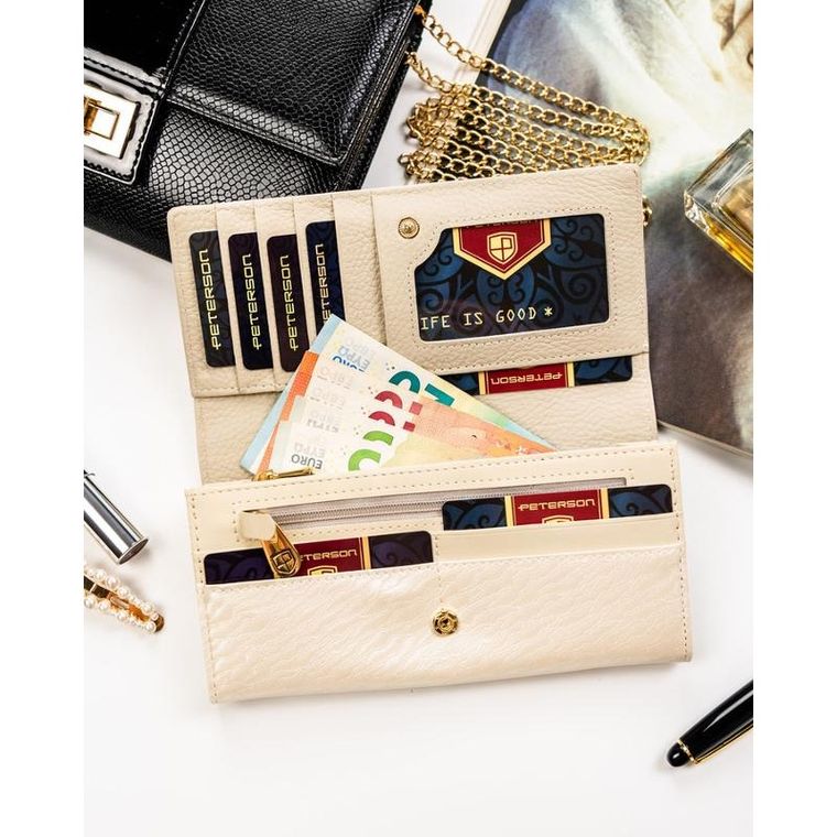 Portfel, ecru, Peterson