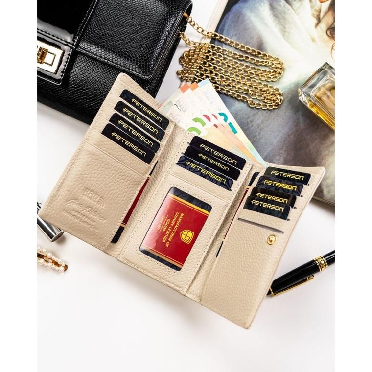 Portfel, ecru, Peterson
