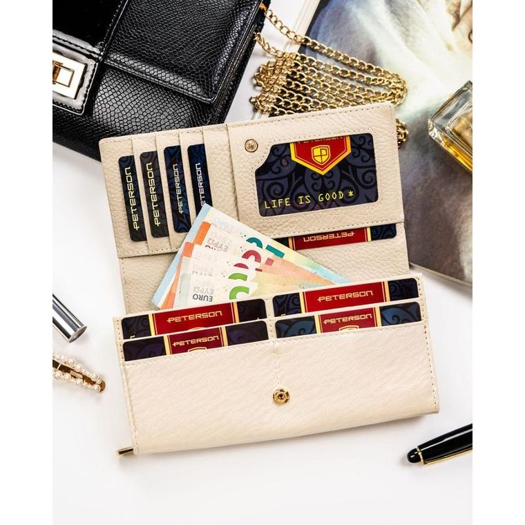 Portfel, ecru, RFID, Peterson