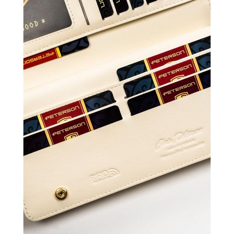 Portfel, ecru, skóra ekologiczna, Peterson