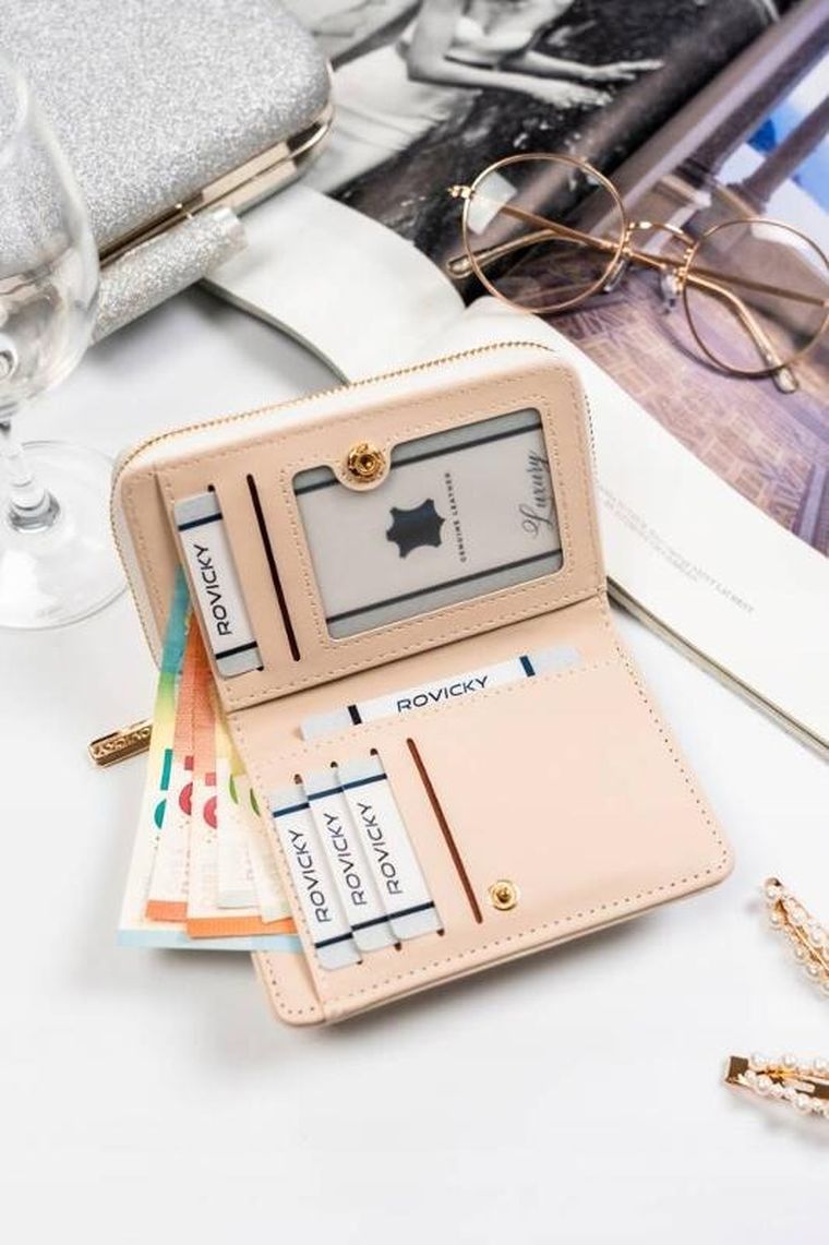 Portfel, ecru, skóra ekologiczna, Rovicky