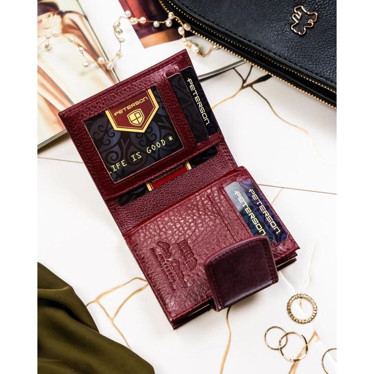 Portfel, fioletowy, skóra naturalna i ekologiczna, Peterson