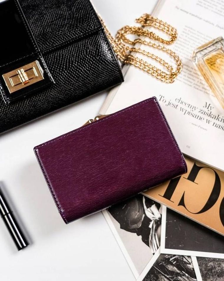 Portfel, fioletowy, skórzany, Peterson