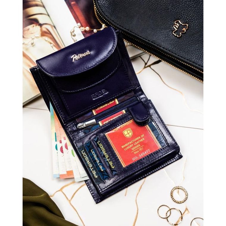 Portfel, fioletowy, skórzany, Peterson