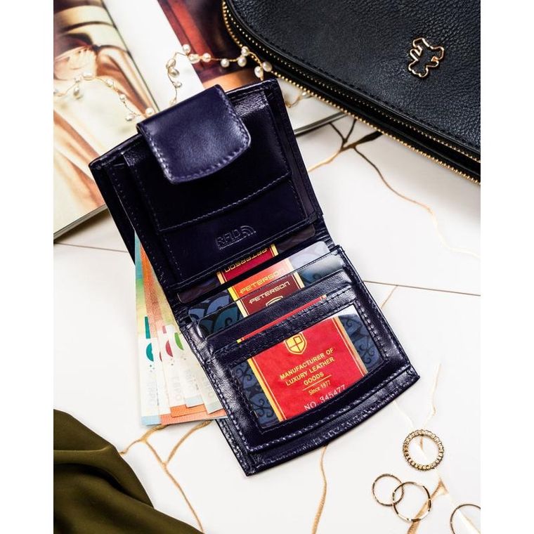 Portfel, fioletowy, skórzany, RFID, Peterson