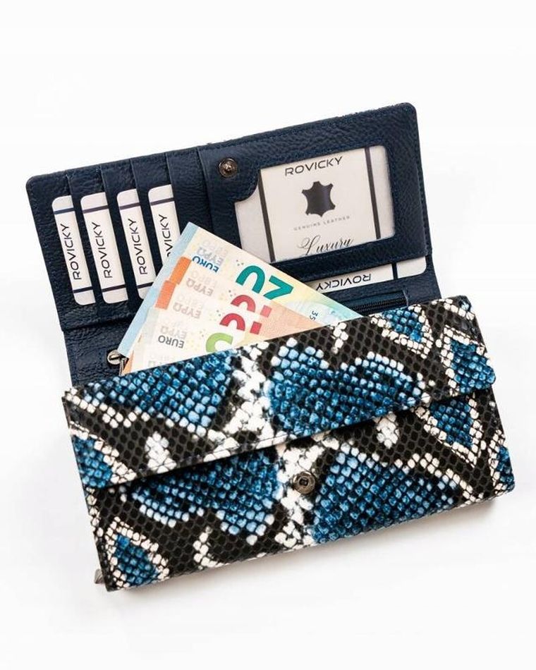 Portfel, granatowy, skóra ekologiczna, Cavaldi