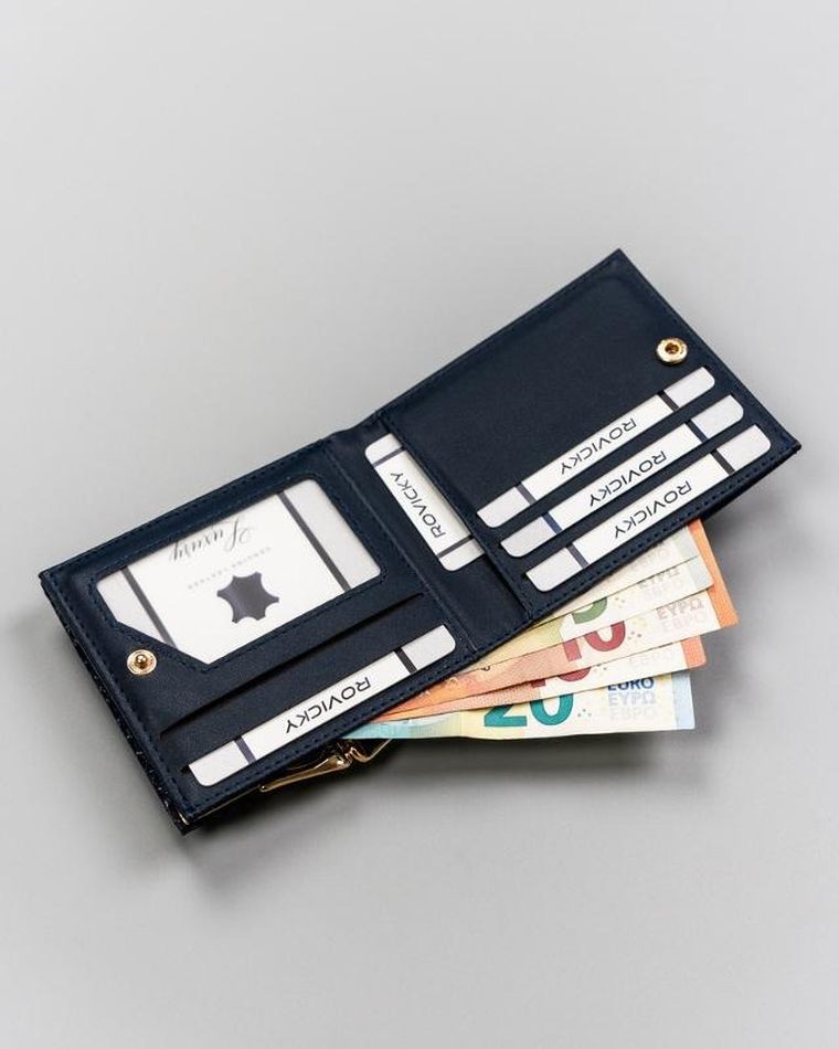 Portfel, granatowy, skóra ekologiczna, Milano Design