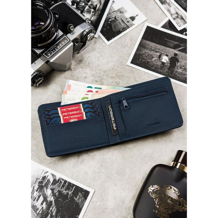 Portfel, granatowy, skóra ekologiczna, Peterson