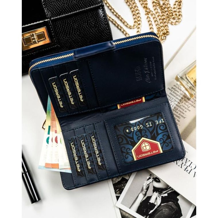 Portfel, granatowy, skóra ekologiczna, Peterson