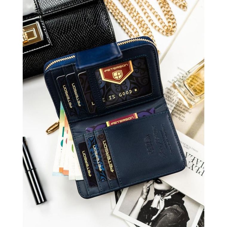 Portfel, granatowy, skóra ekologiczna, Peterson