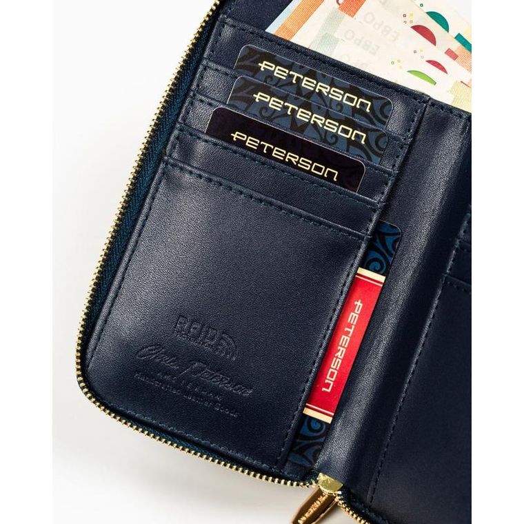 Portfel, granatowy, skóra ekologiczna, Peterson