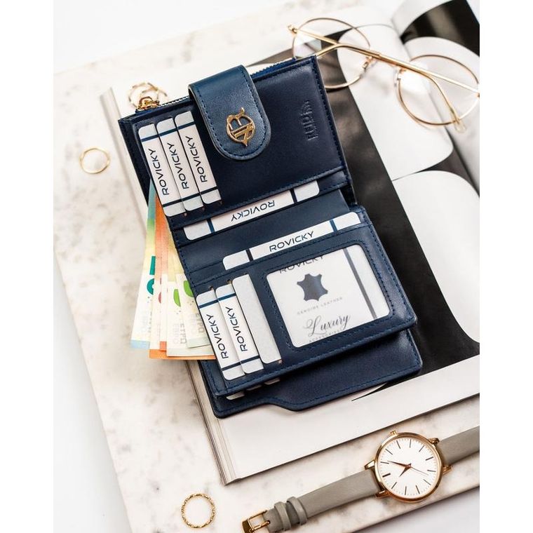 Portfel, granatowy, skóra ekologiczna, Rovicky