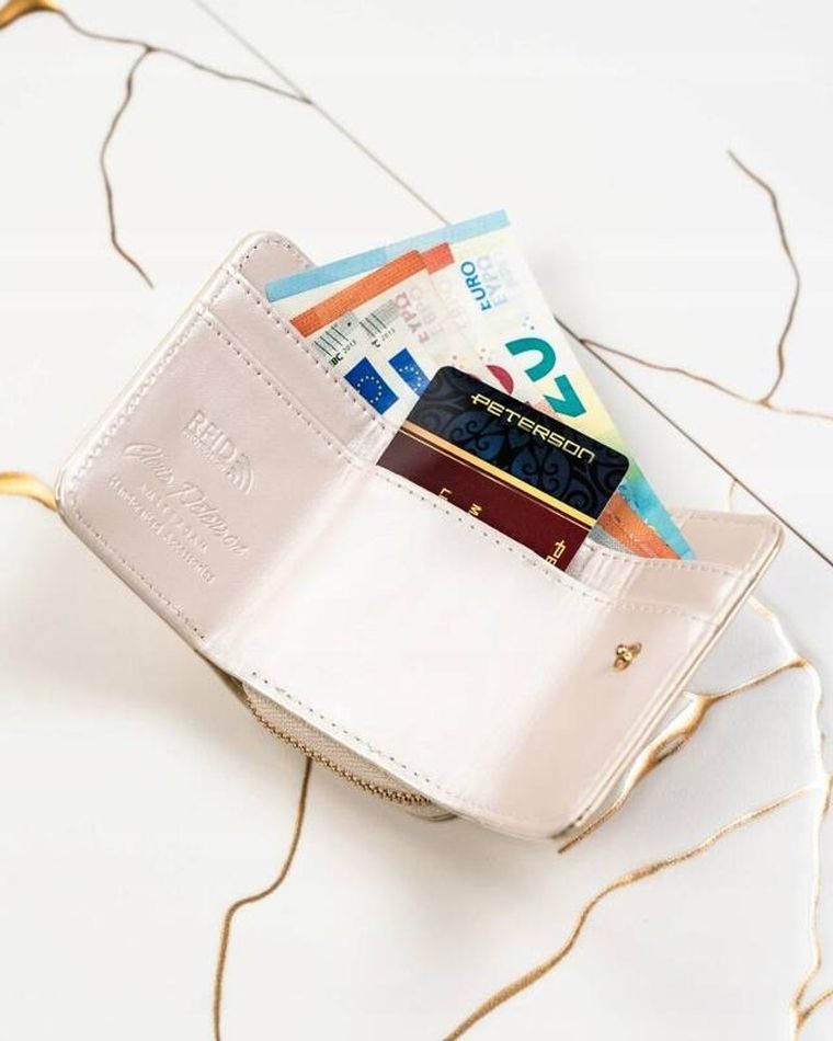 Portfel, kremowy, skóra ekologiczna, Peterson