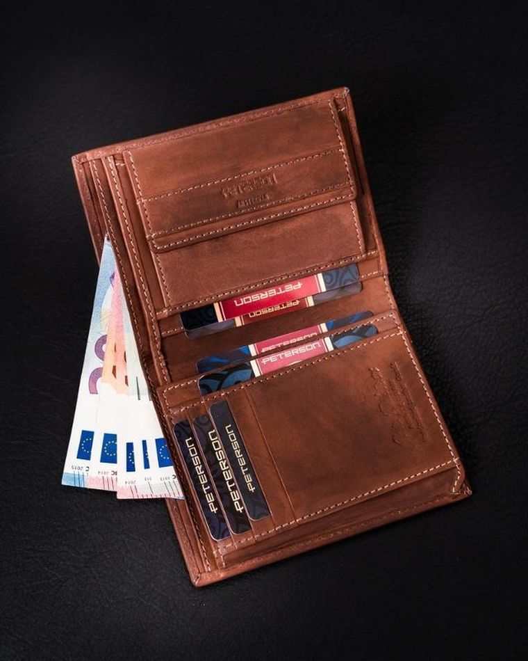 Portfel męski z cieniowanej skóry naturalnej, Peterson