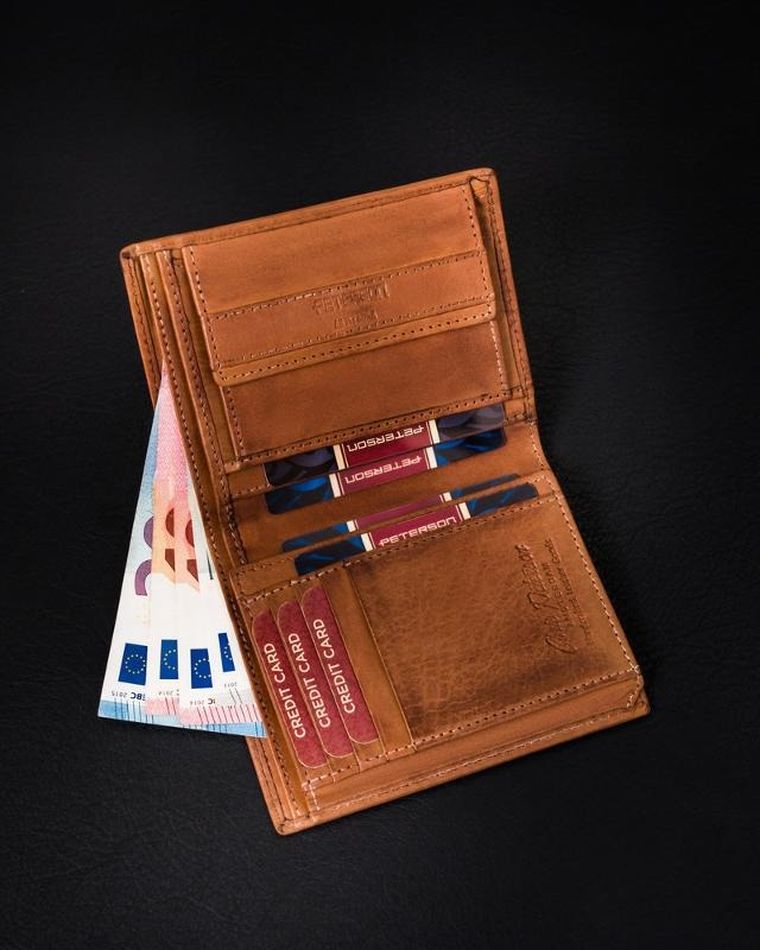 Portfel męski z cieniowanej skóry naturalnej, Peterson