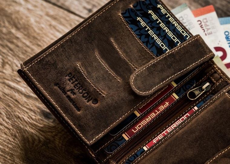 Portfel męski z retro skóry nubukowej, Peterson