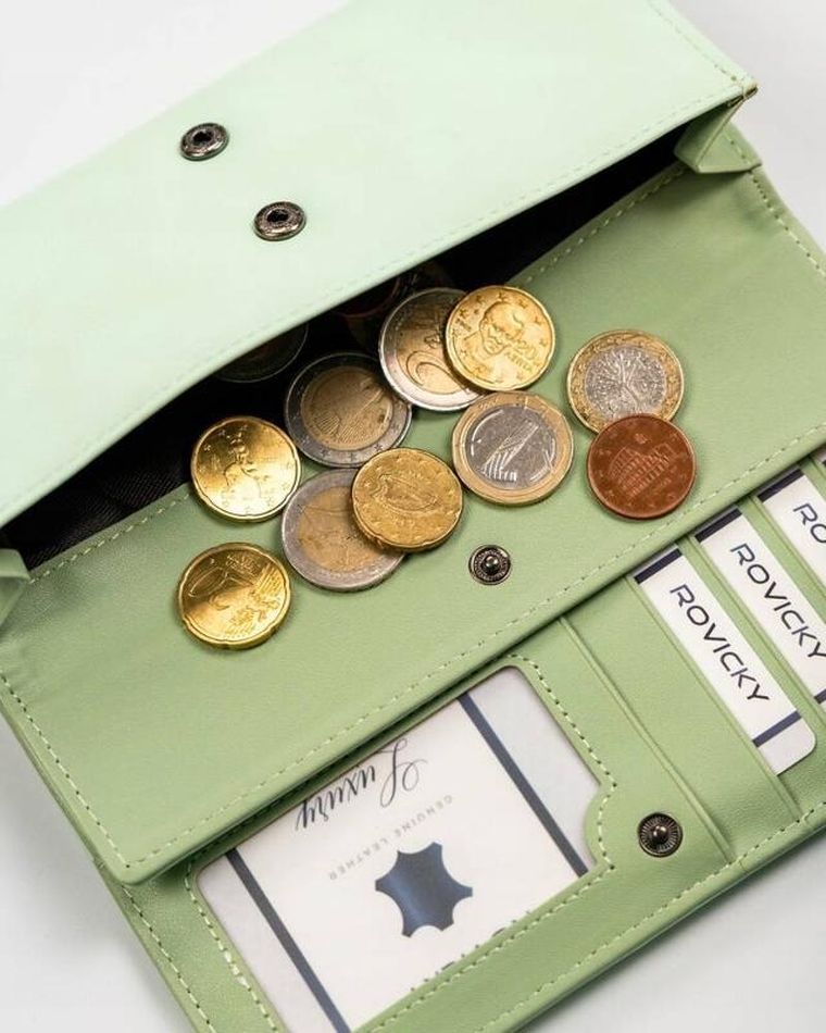 Portfel, miętowy, skóra ekologiczna, RFID, Cavaldi